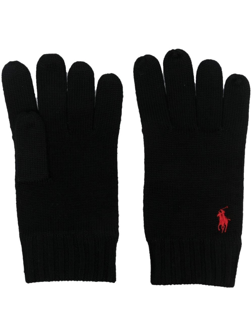 Polo Ralph Lauren Black Logo Gloves In Black