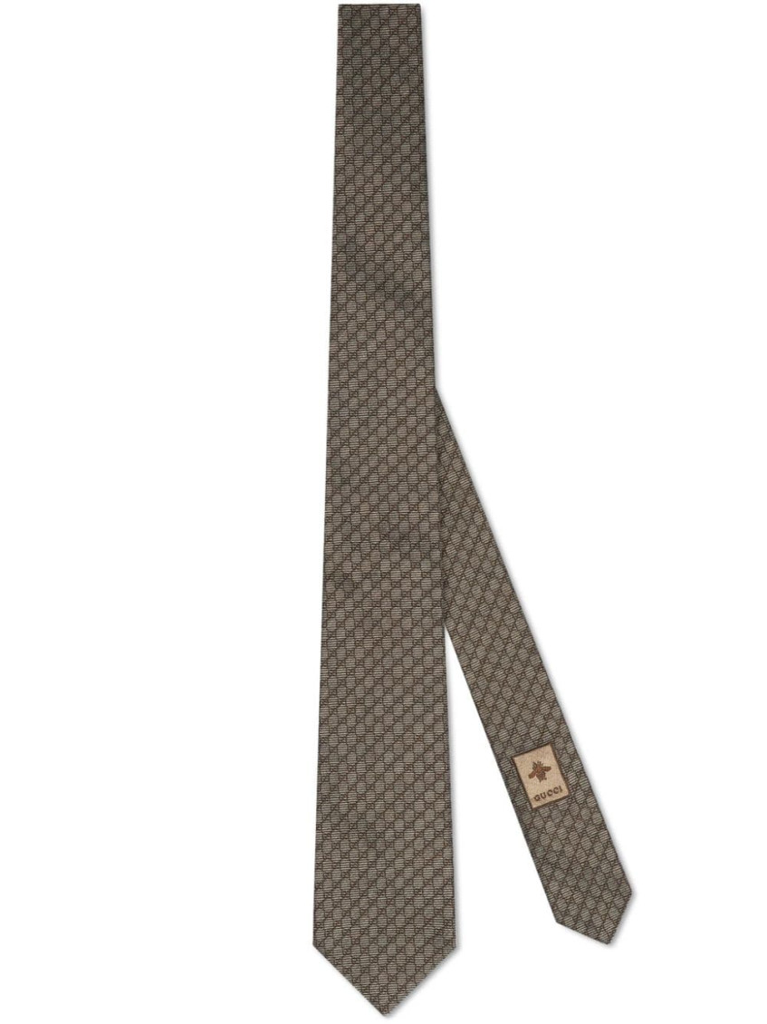 Gucci Interlocking G Silk-wool Tie In Brown