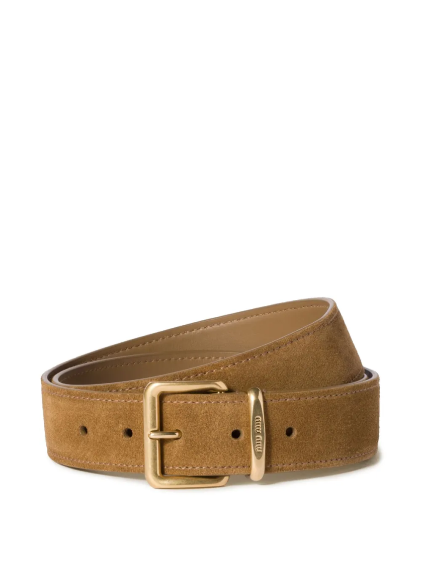 Miu Miu Light Brown Classic Logo Belt In Light Brown