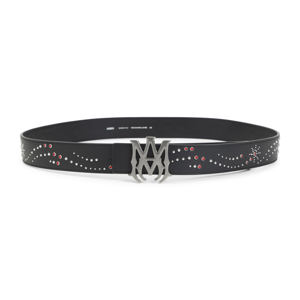Amiri Black Studded Logo Buckle Belt for Men Online USA at Darveys.com