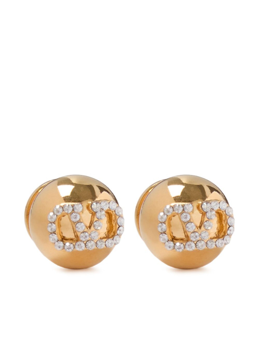 Valentino Garavani Women Vlogo Earrings With Swarowski Crystals In Golden
