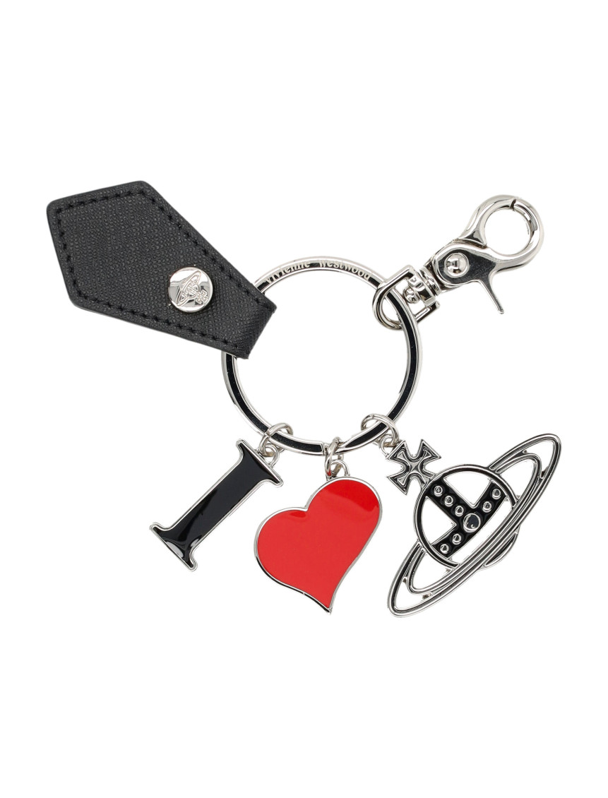 Vivienne Westwood Heart Charm Metal Keyring Accessory In Black
