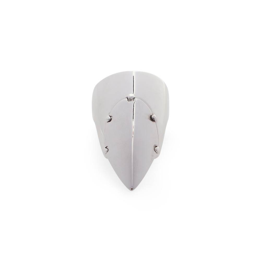 Jean Paul Gaultier Nail Ring Brass Silver Pointed Fingernail In Silver