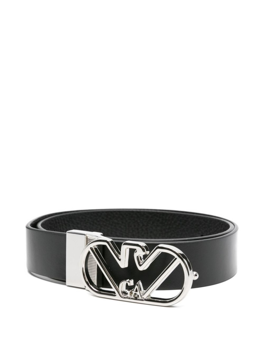 Emporio Armani Adjustable Reversible Metal Buckle Belt In Black