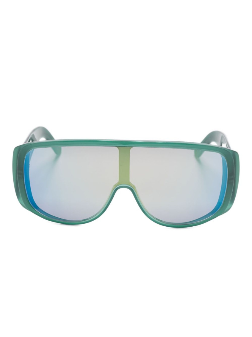 Mm6 Maison Margiela Shield Sunglasses With Wide Mirrored Arms In Green