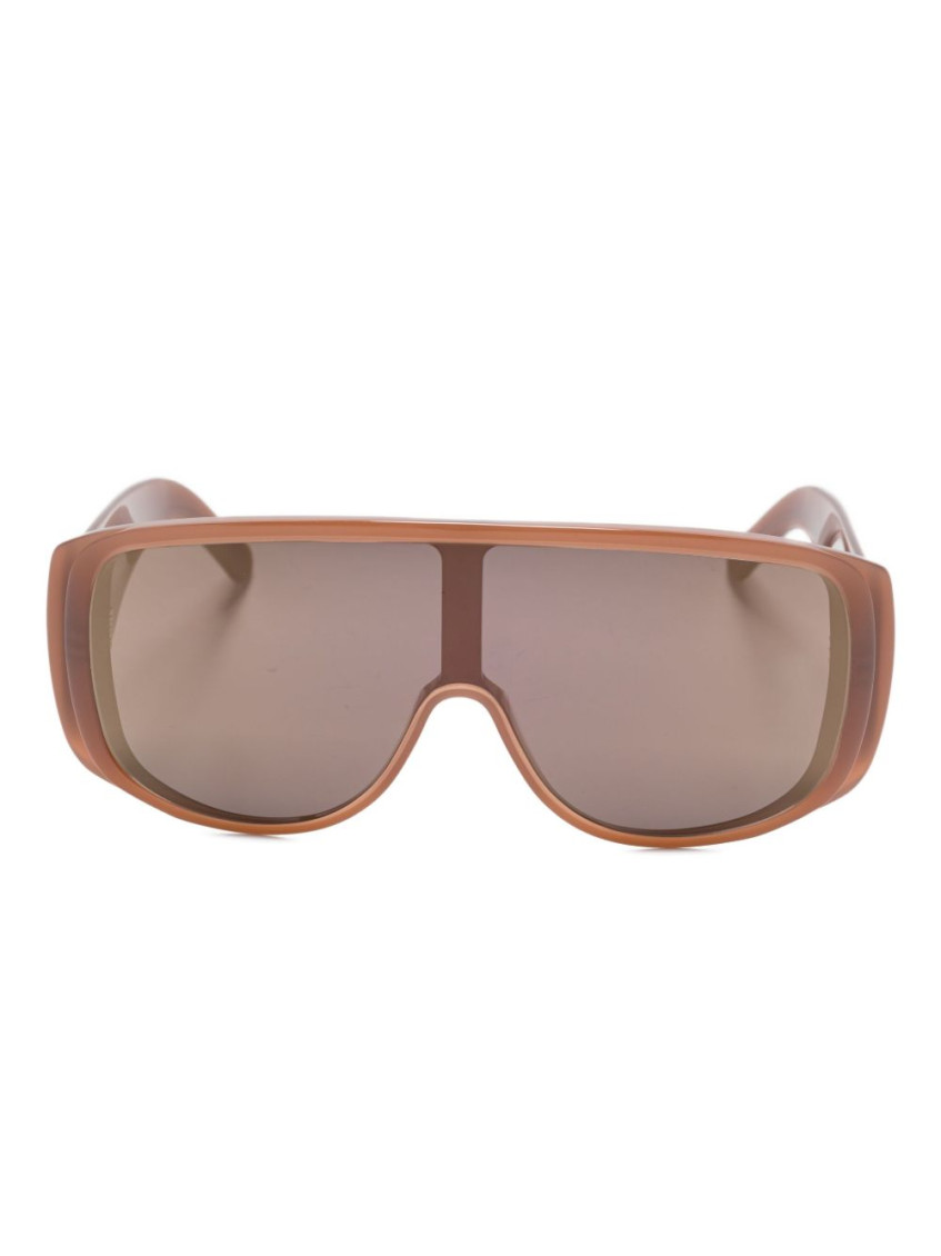 Mm6 Maison Margiela Shield Sunglasses With Curved Geometric Frame In Black