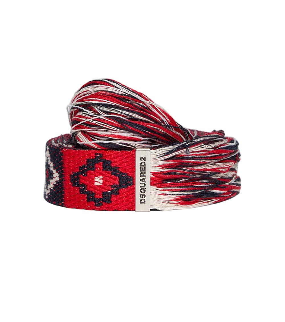 Dsquared2 Multicolor Printed Tie Belt In Red
