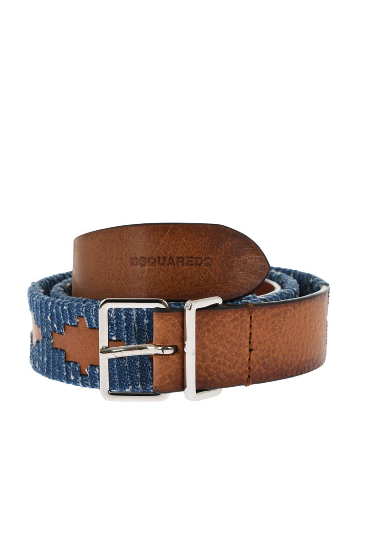 DSQUARED2 BROWN DENIM TRIMS BELT