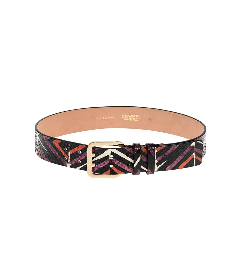 Dsquared2 Snakeskin-effect Abstract-pattern Belt In Multi