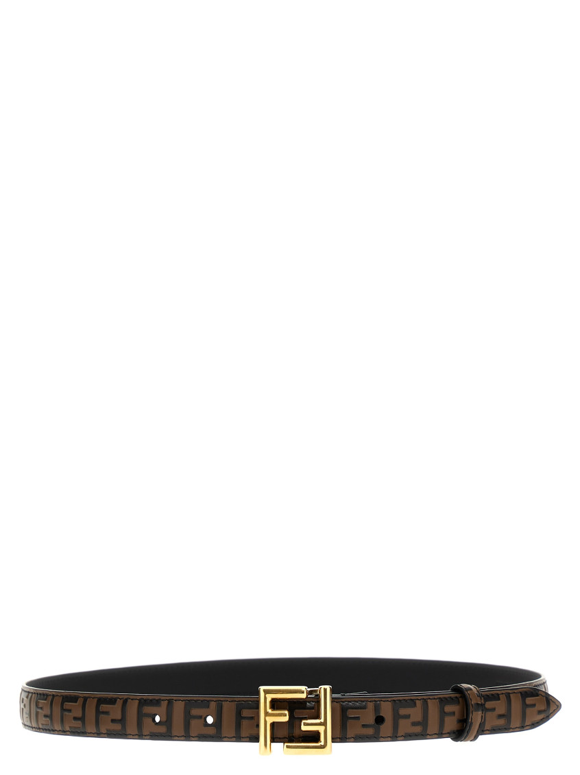 Fendi Brown Leather Belt With Logo In Brown