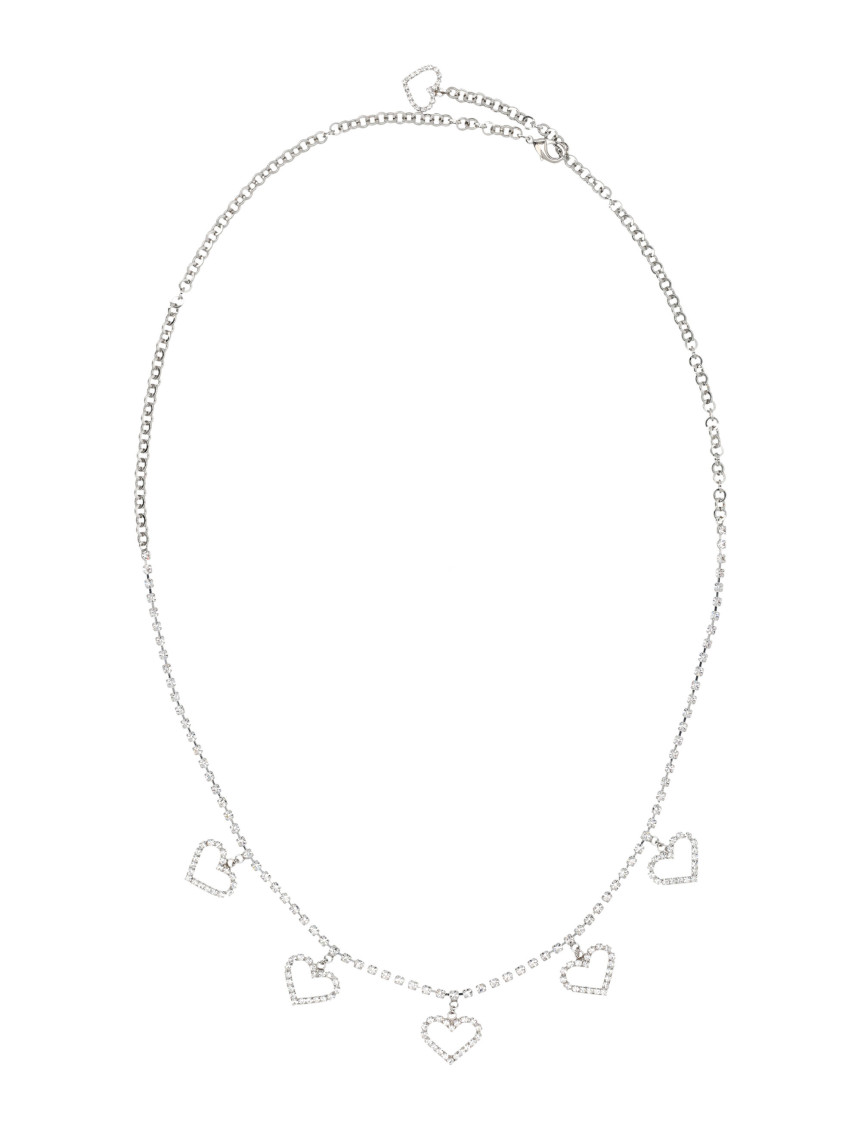Alessandra Rich Silver Heart Charms Belt In Silver