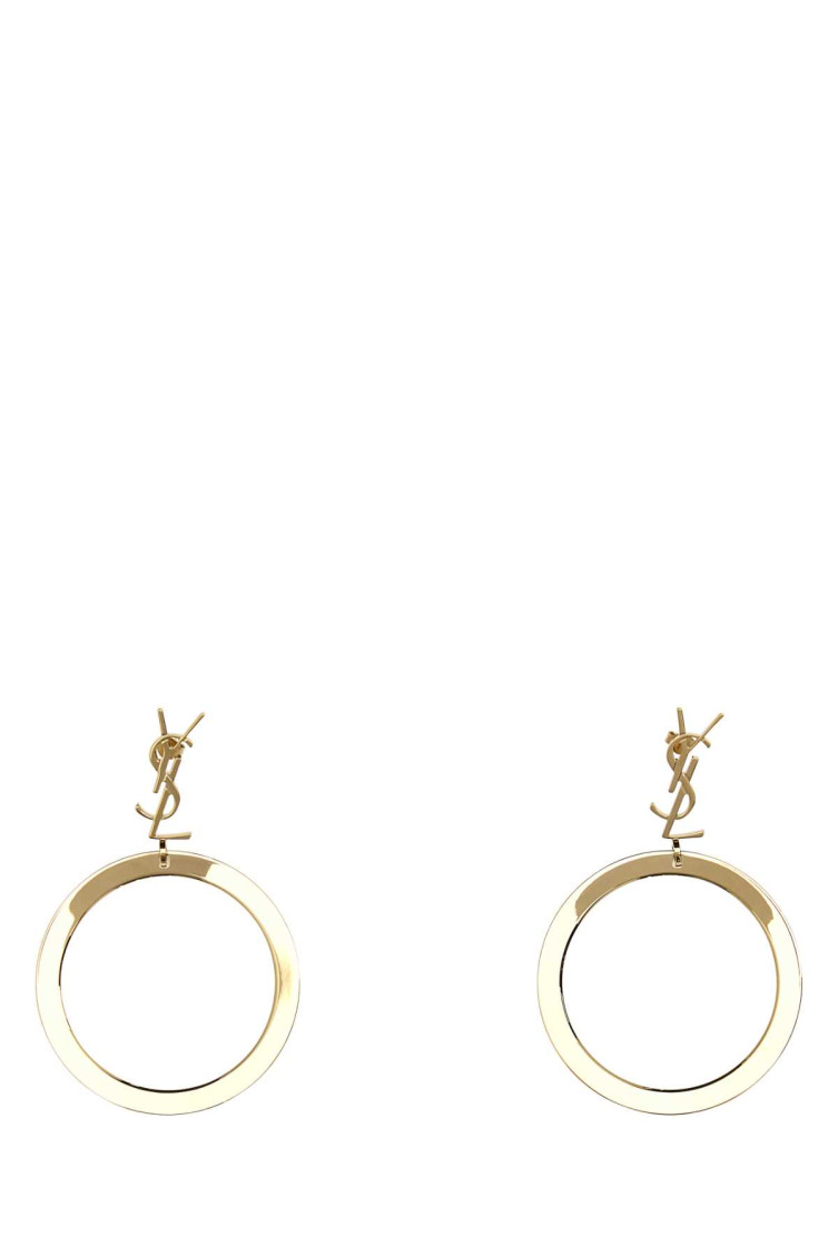 Saint Laurent Golden Cassandra Hoop Earrings In Golden