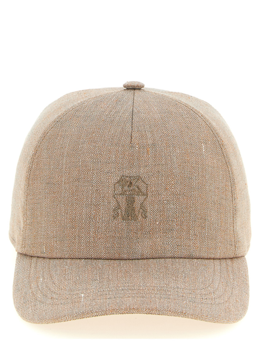 Brunello Cucinelli Beige Linen Cap (Baseball Women\'s Hat) Shop BRUNELLO CUCINELLI | Beige Sparkling Canvas Baseball  main image 4
