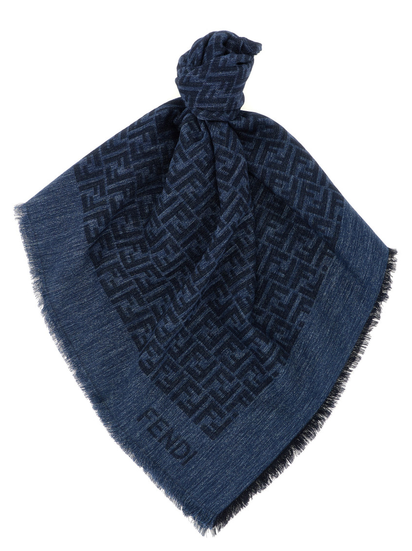 Fendi Blue FF Logo Printed Shawl for Women Online USA at Darveys.com