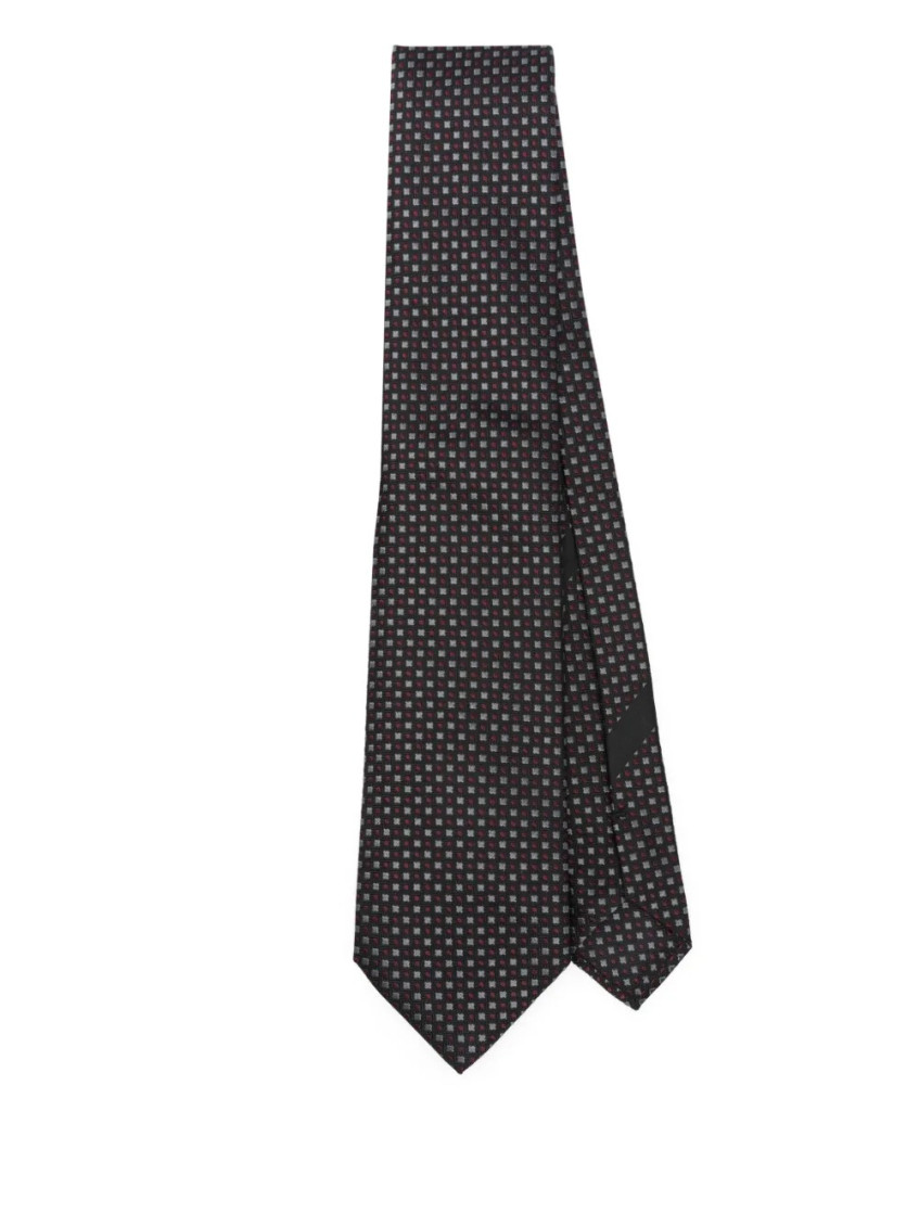 Dolce & Gabbana Geometric-pattern Silk Tie Accessories In Black