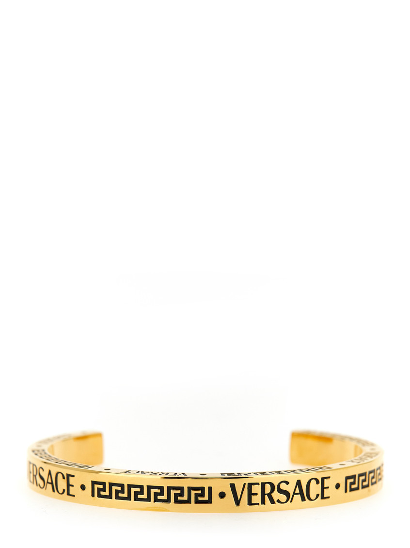 Versace Greek Key Pattern Open Cuff Bracelet In Gold