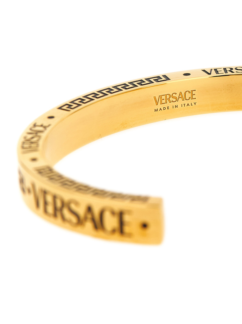 Versace Golden Engraved Logo Cuff Bracelet for Men Online India at