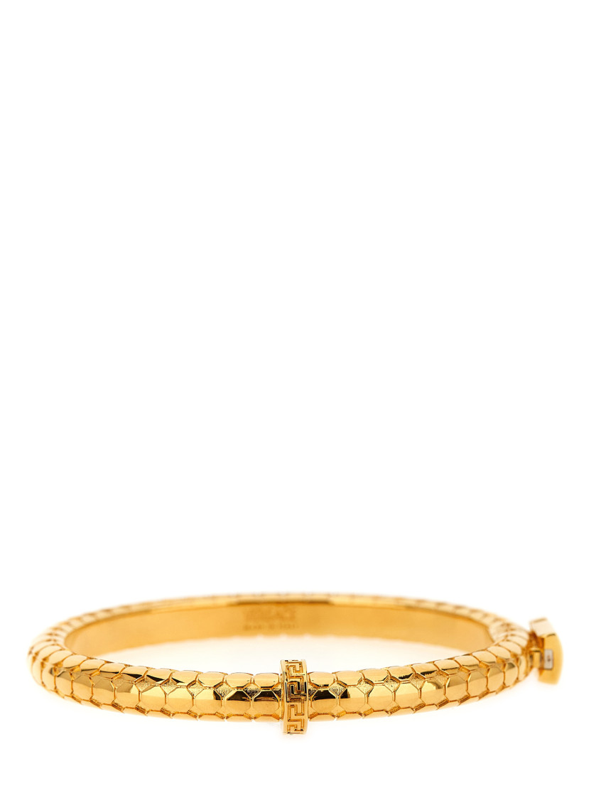 Versace Geometric Hexagonal Pattern Bangle In Gold