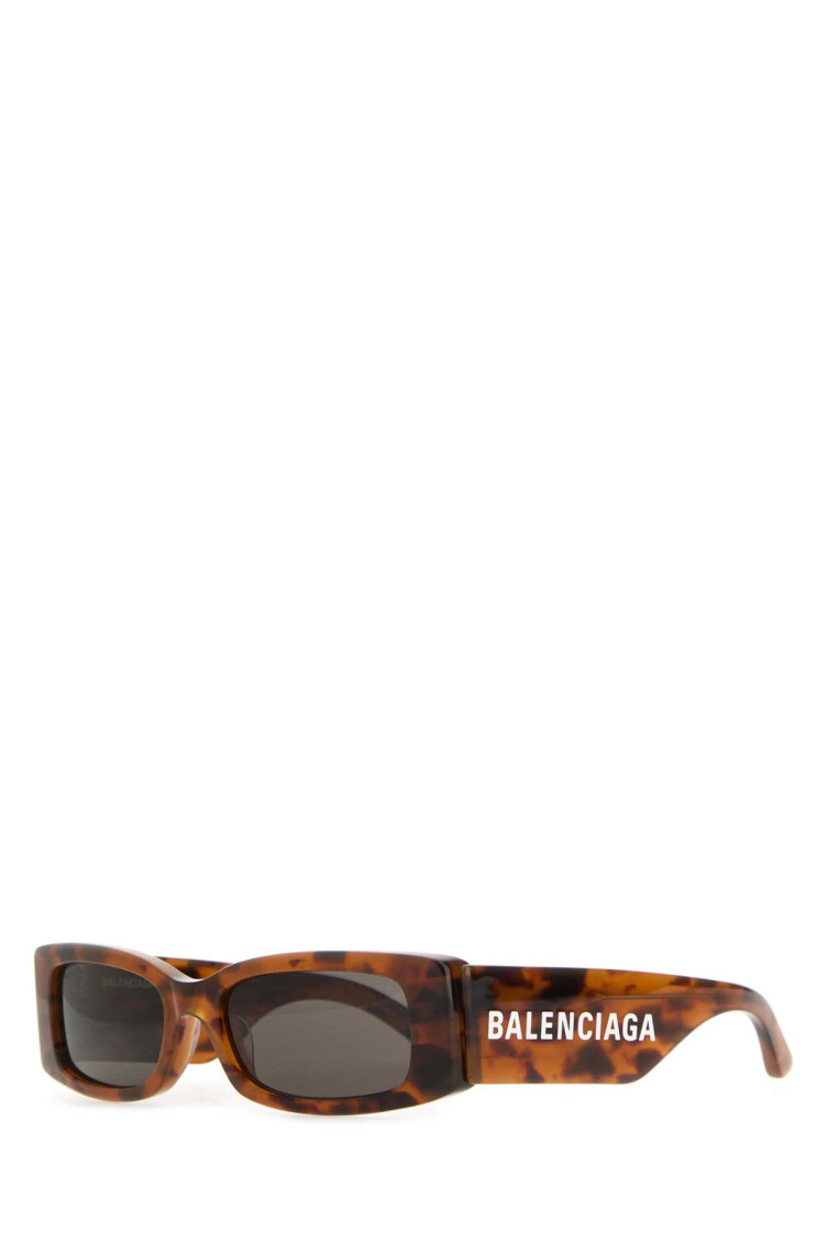 Balenciaga Printed Acetate Max Rectangle Sunglasses In Dark Brown