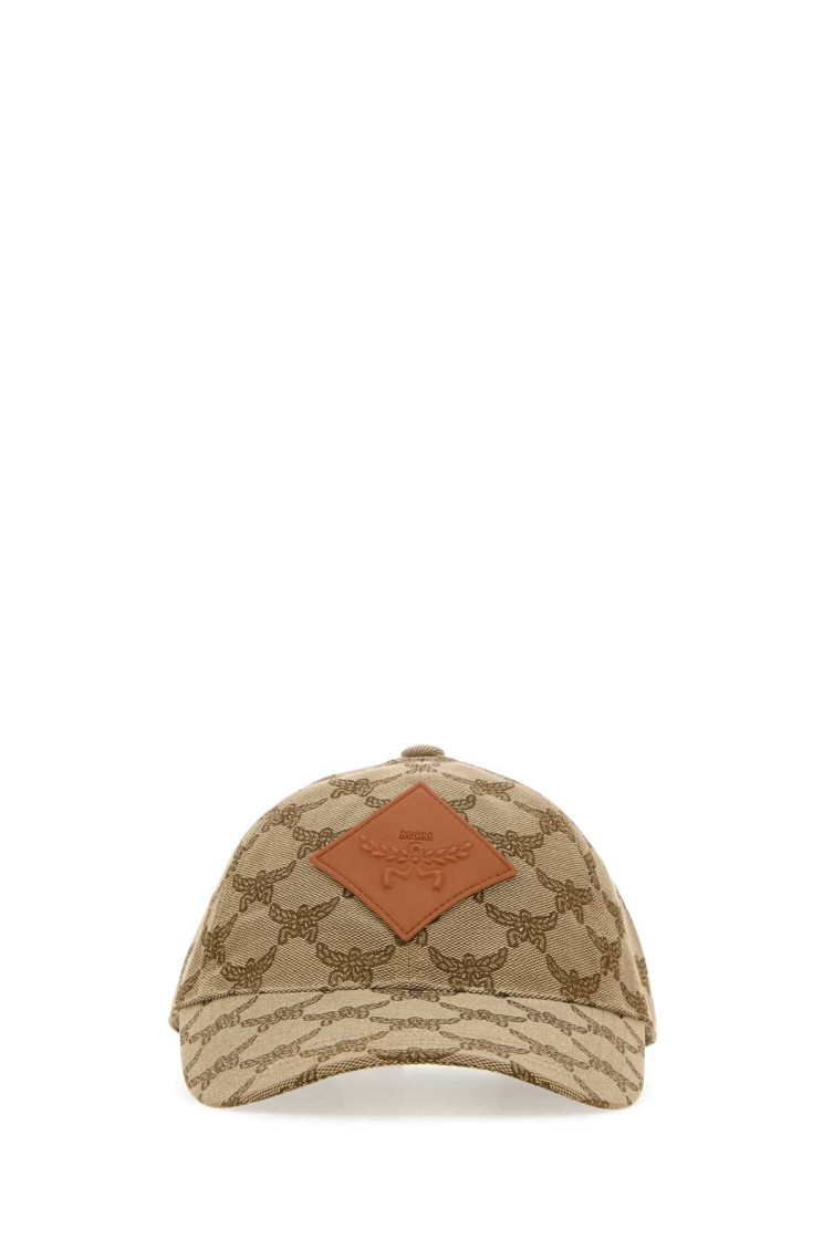 Mcm Embroidered Polyester Blend Baseball Cap In Beige