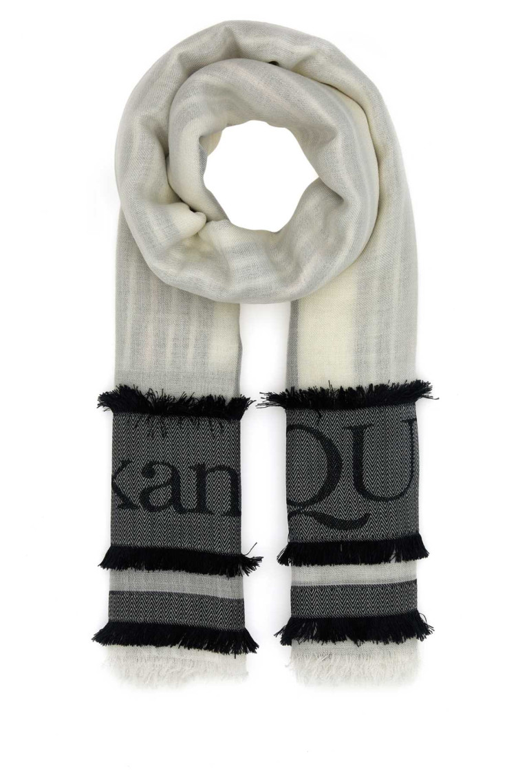 Alexander Mcqueen Women Ivory Wool Blend Foulard In White