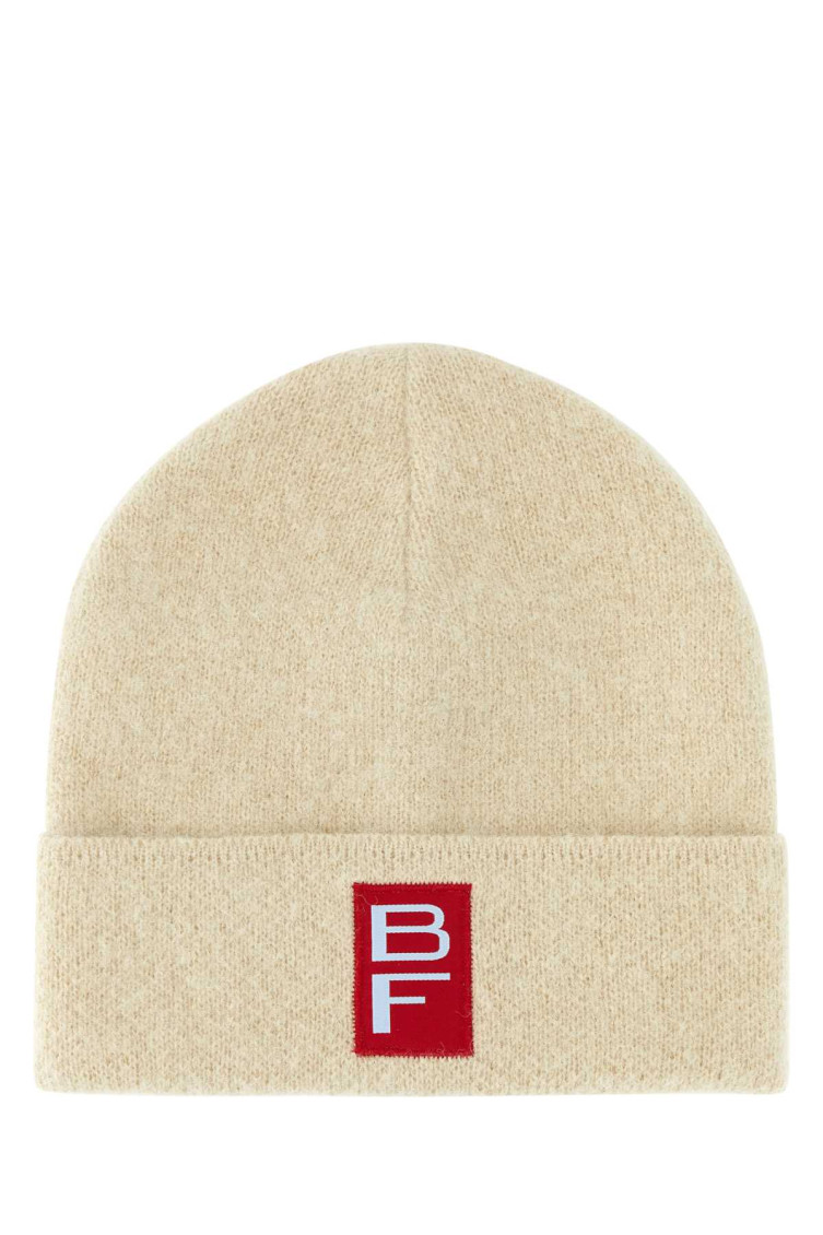 By Far Alpaca Wool Blend Logo Beanie In Off White