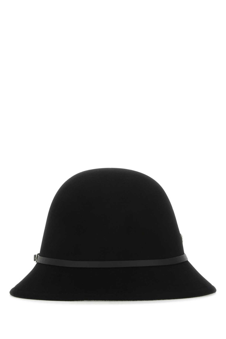Helen Kaminski Wool Bucket Hat With Leather Trim In Black