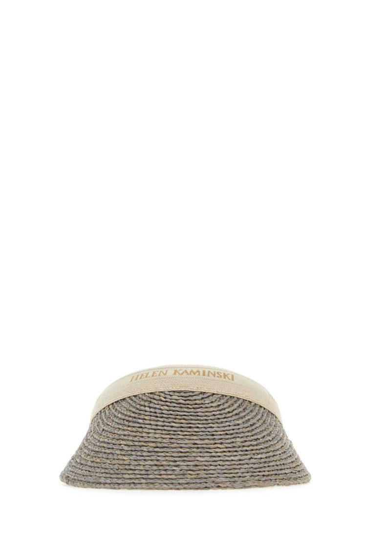 Helen Kaminski Raffia Visor Bianca Wide Brim Woven In Gray