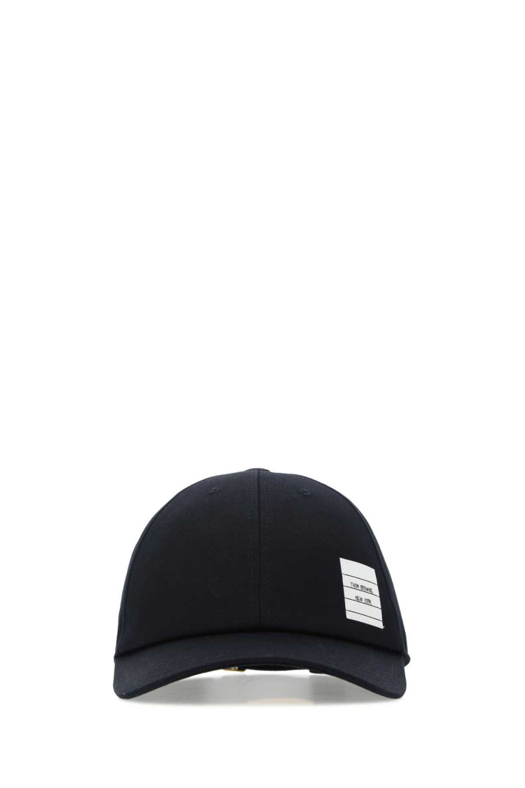 Thom Browne Men Midnight Blue Cotton Baseball Cap In Navy Blue