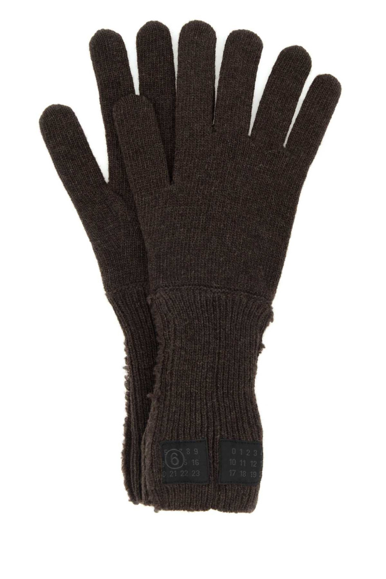 Mm6 Maison Margiela Wool Blend Gloves Featuring Long Cuffs In Black