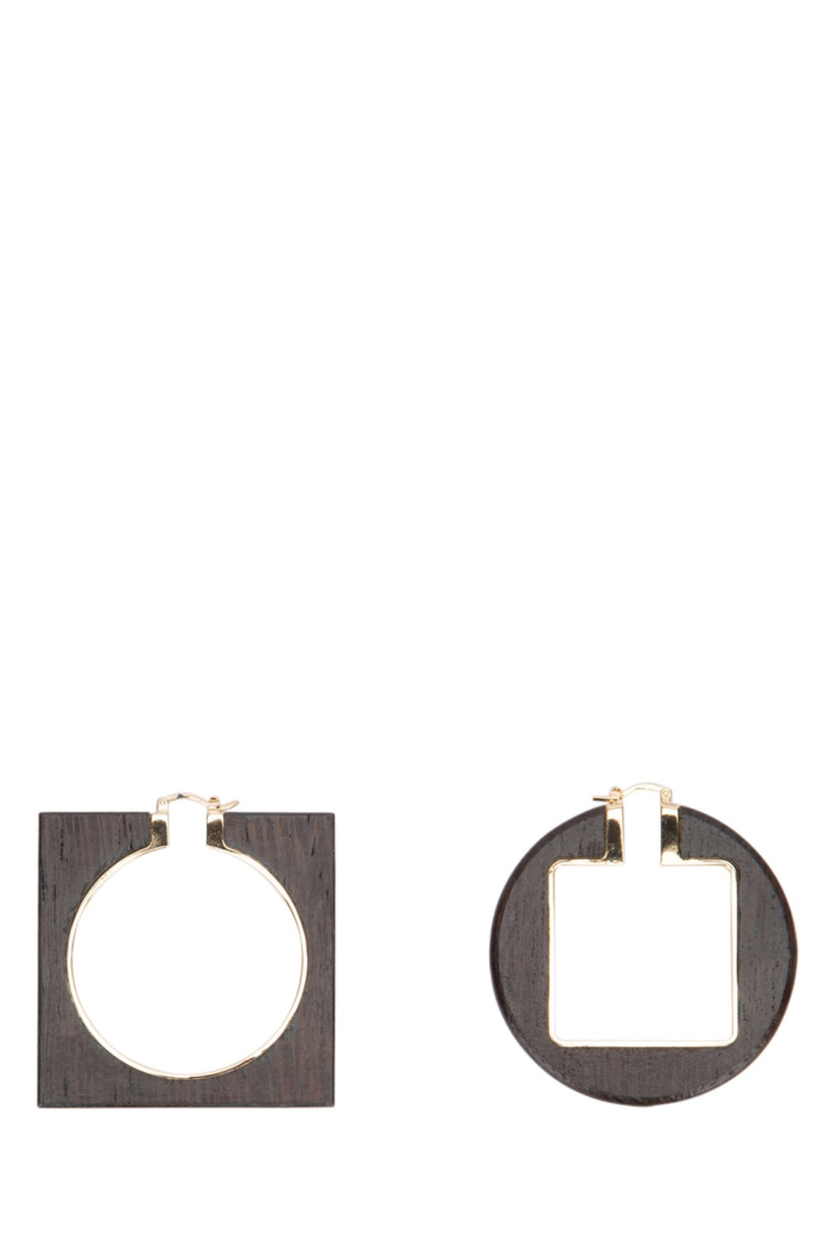 JACQUEMUS DARK BROWN THE ROND CARRE HOOPS EARRINGS