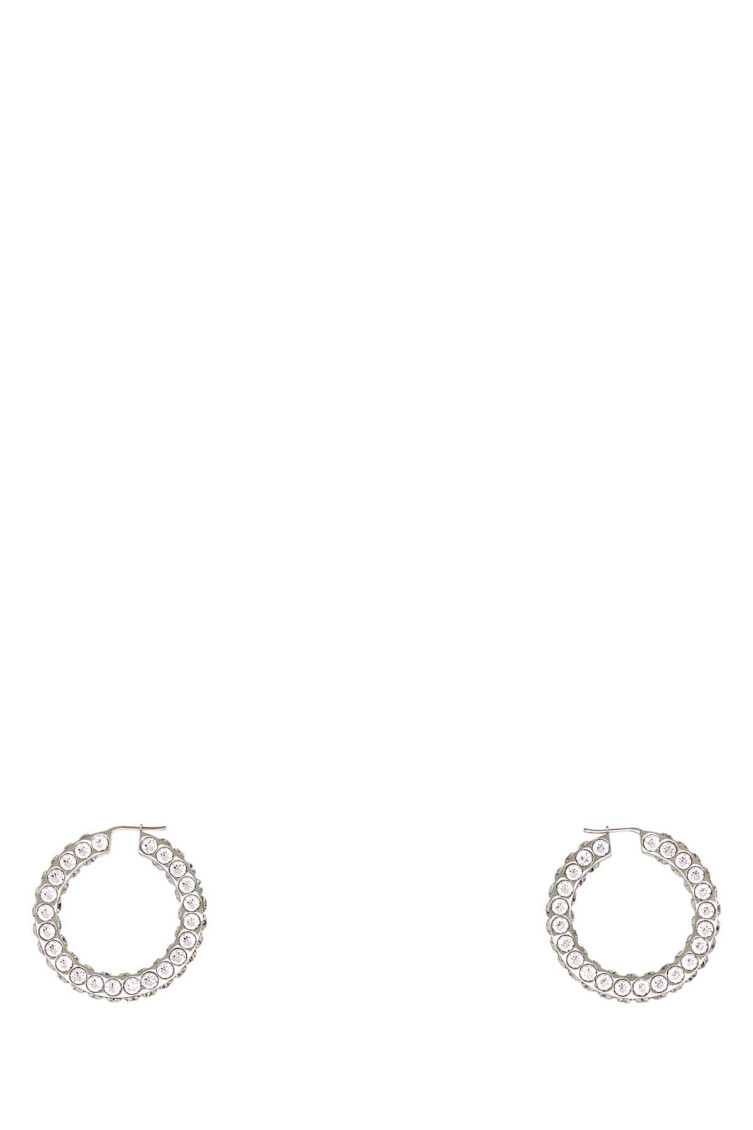 Amina Muaddi Embellished Metal Big Jaheel Earrings In Silver