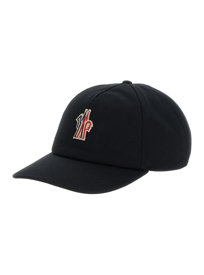 Moncler Black Signature Baseball Hat In Black