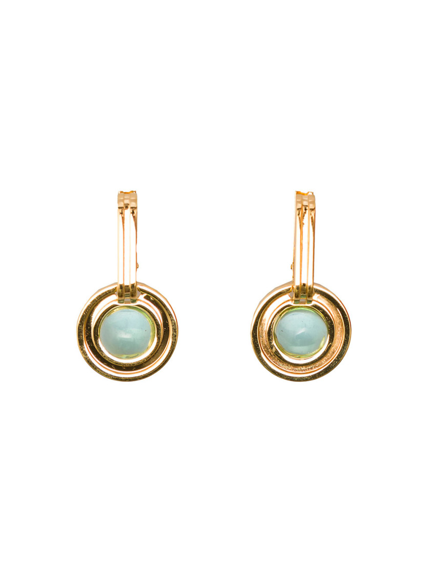 Leda Madera Gold Round Drop Earrings In Golden