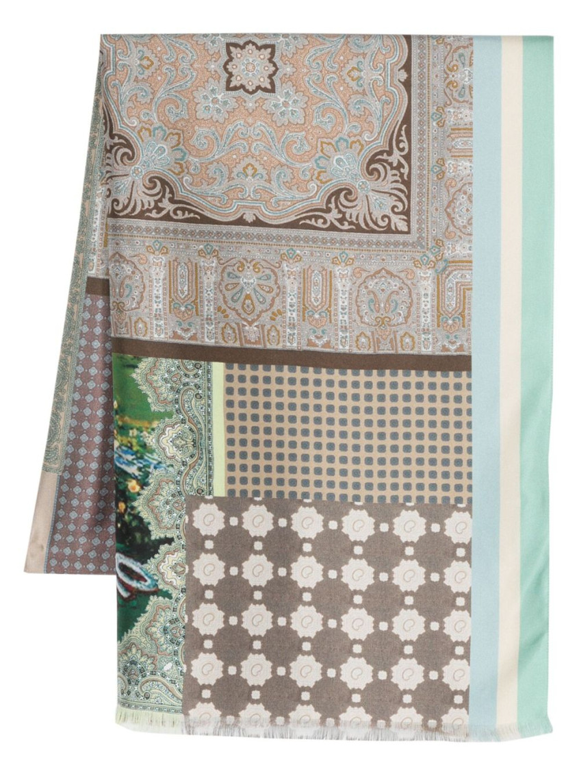 Pierre-louis Mascia Grey Lago Di Como Printed Scarf In Grey