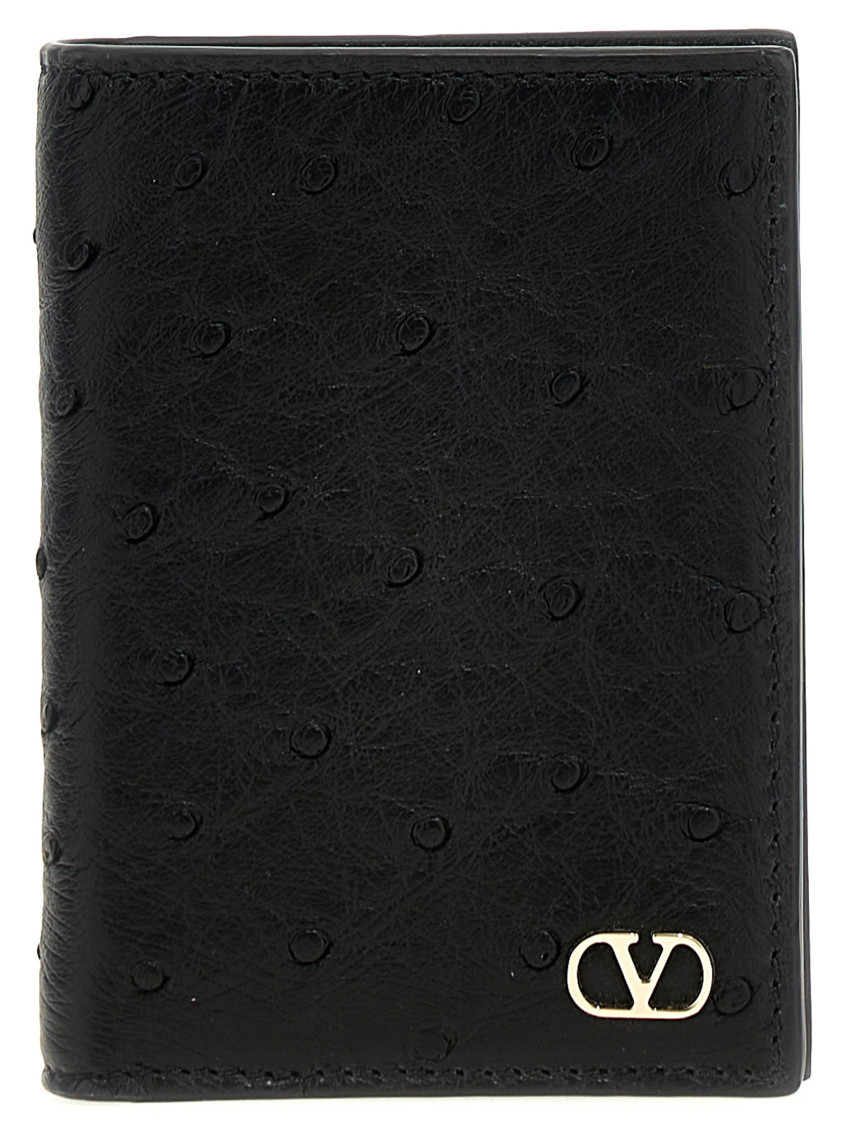 Valentino Black Vertical Vlogo Wallet In Black