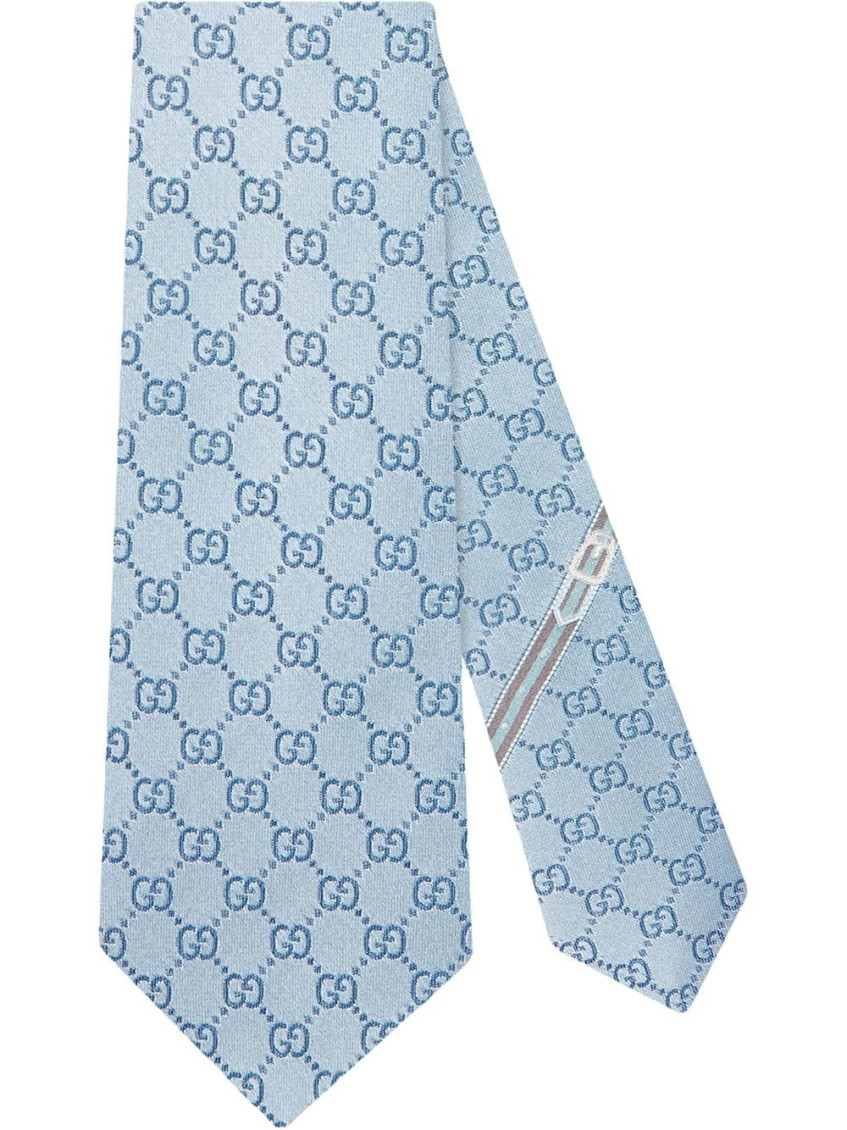 Gucci Gg Pattern Silk Tie In Sky Blue