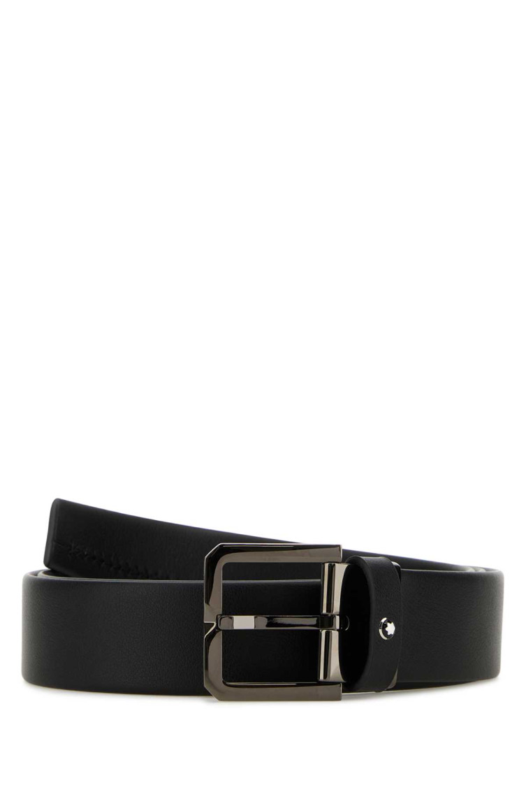 Montblanc Black Leather Belt In Black