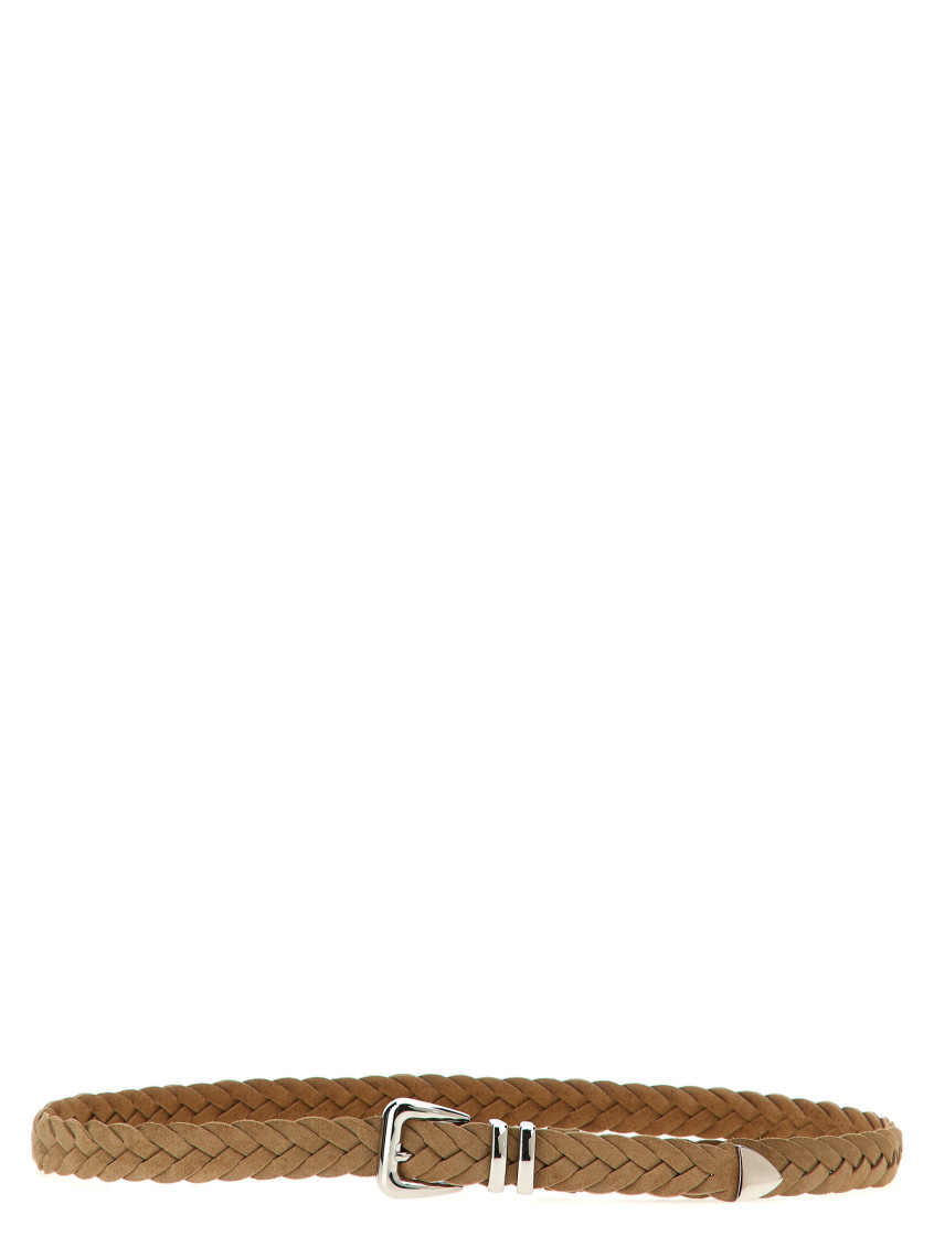 Brunello Cucinelli Woven Brown Suede Belt In Brown