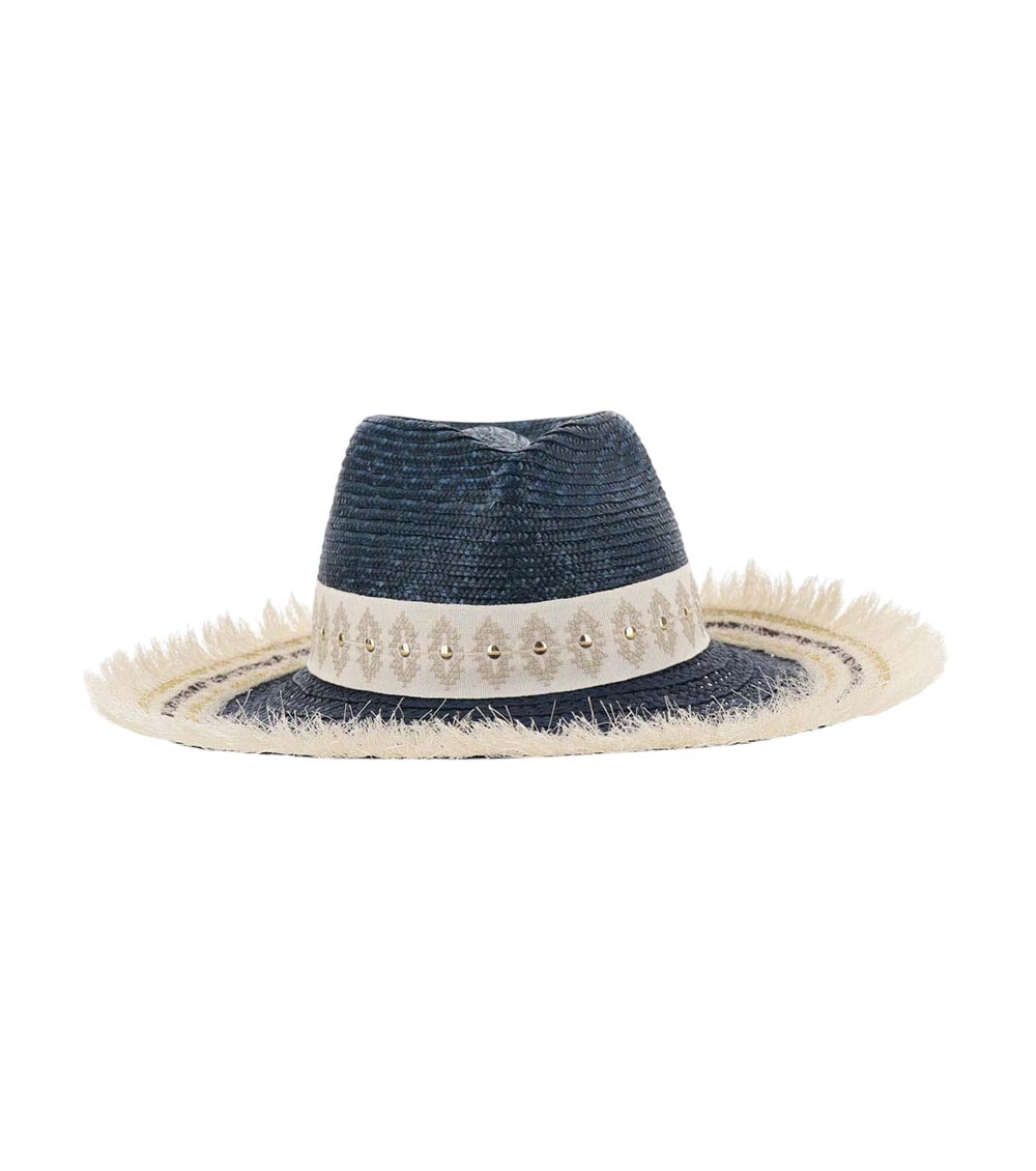 Ferruccio Vecchi Dark Blue Classic Studded Hat In Dark Blue