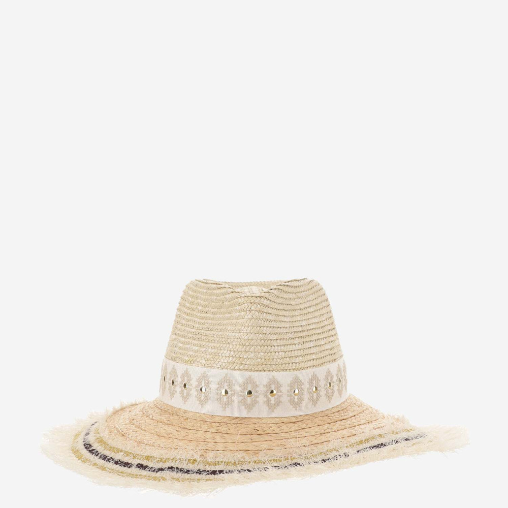 Ferruccio Vecchi Natural Classic Studded Hat In Orange