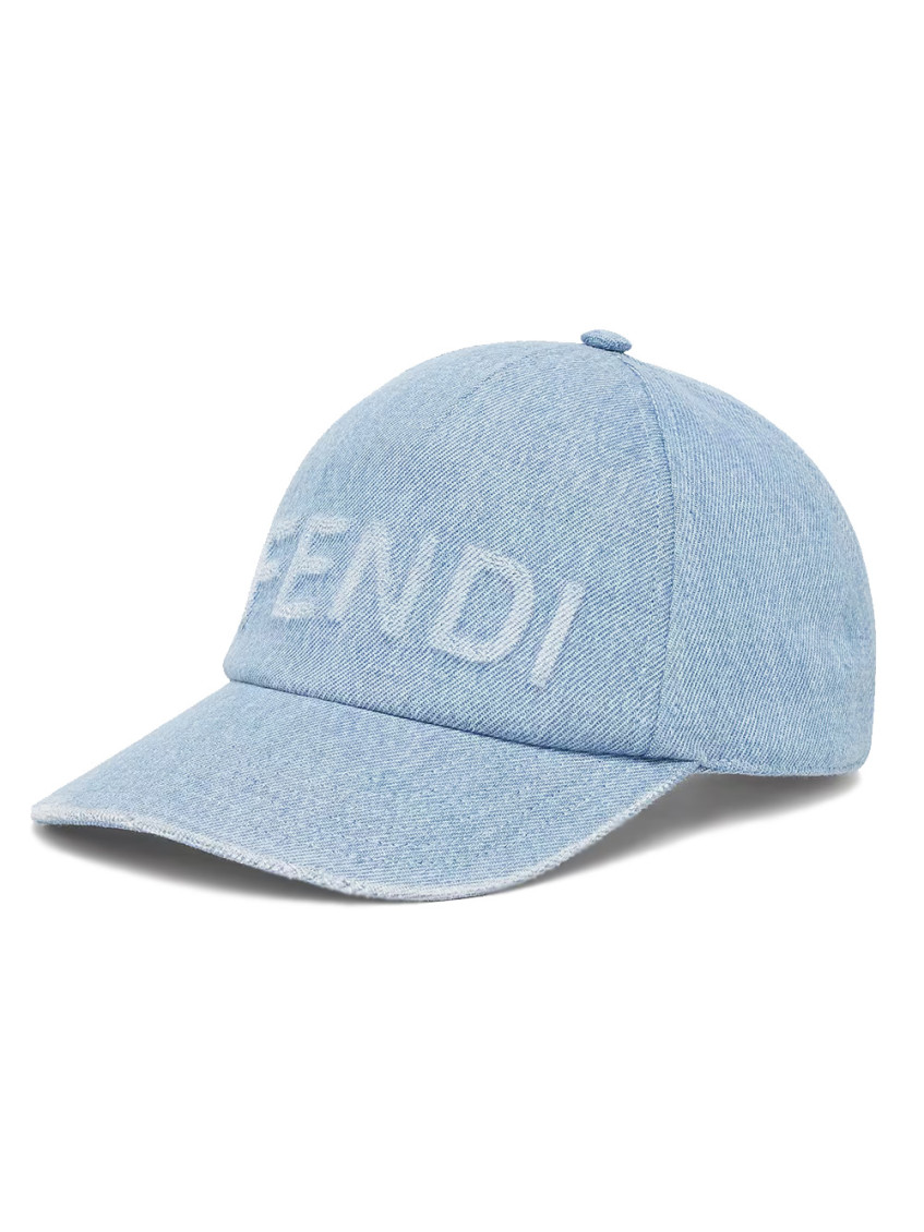 Fendi Light Blue Denim Baseball Cap In Sky Blue