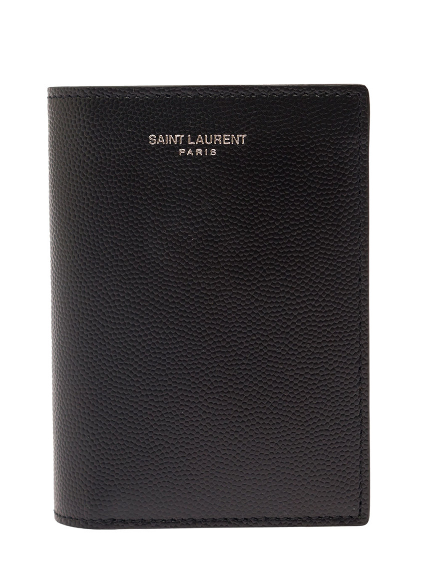 Saint Laurent Logo Card Fold Wallet In Black