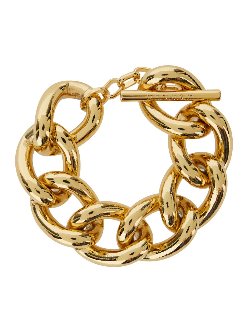 P.a.r.o.s.h Gold Tone Chain-link Bracelet With Clasp Logo Closure In Golden