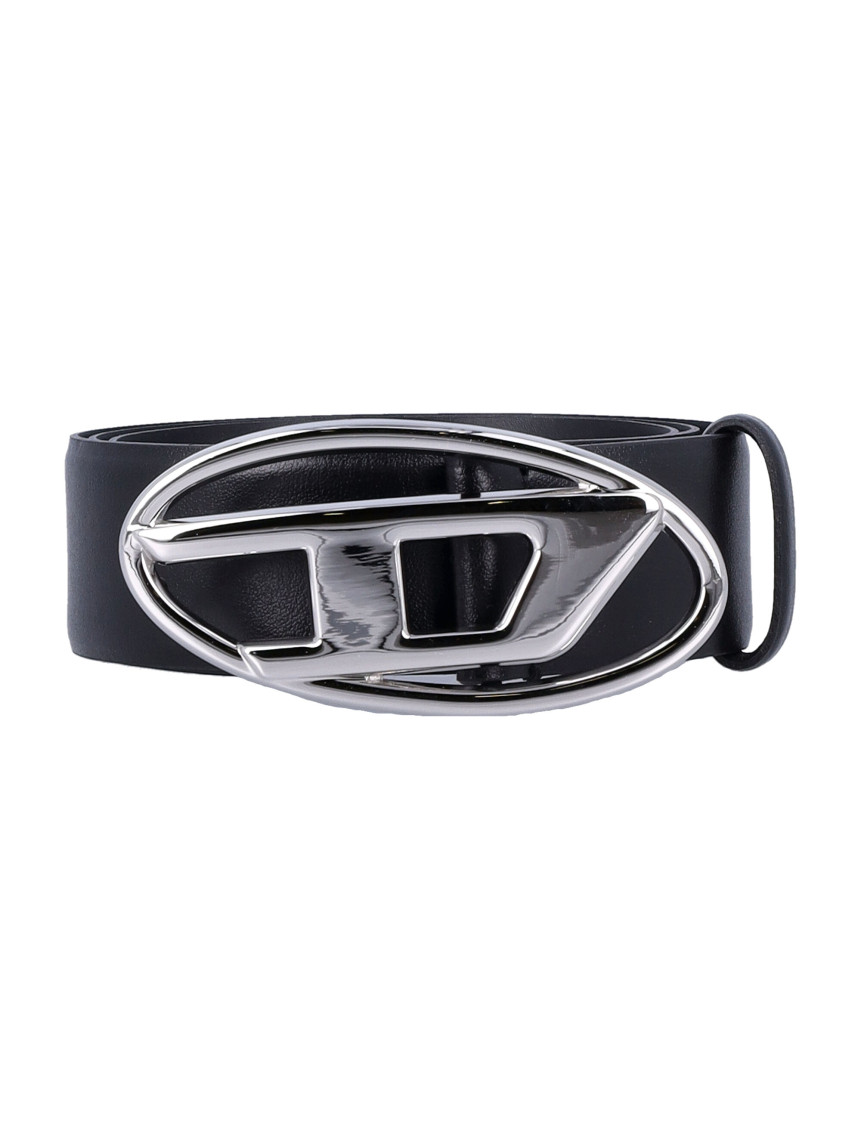 Diesel Classic Logo Plaque Buckle Belt In Black