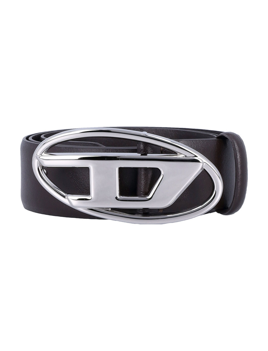 Diesel Classic Logo Plaque Buckle Belt In Brown