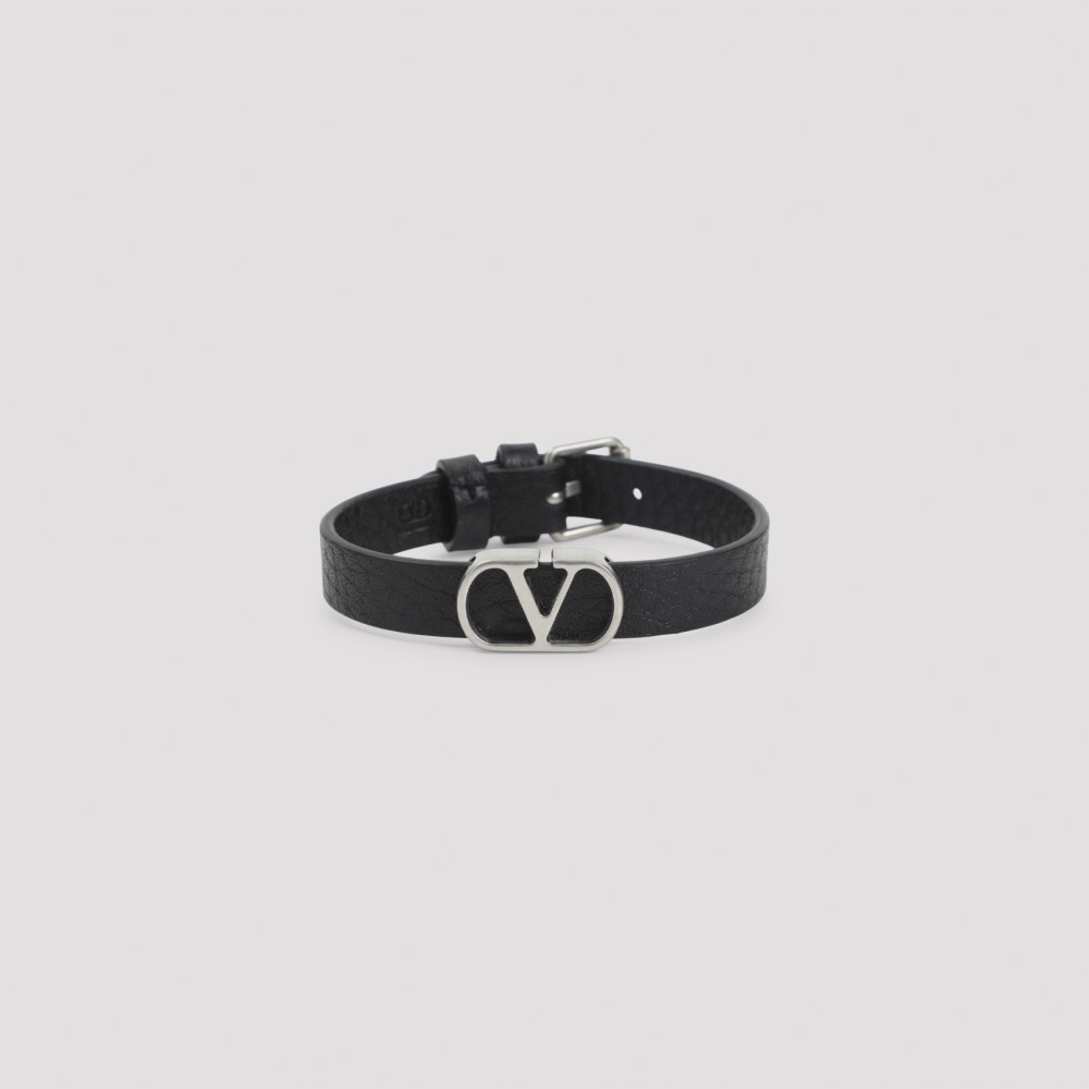 Valentino Garavani Black Logo Bracelet for Men Online USA at