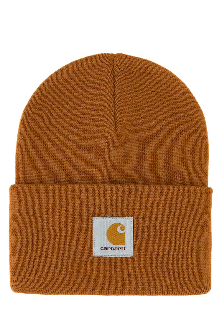 Carhartt Mens Hamilton Brown Acrylic Watch Brand-patch Knitted Beanie Hat In Brown