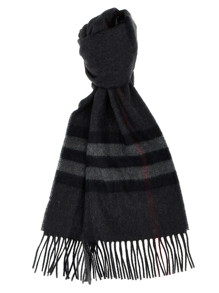 Burberry Check Fringe Detail Rectangular Scarf