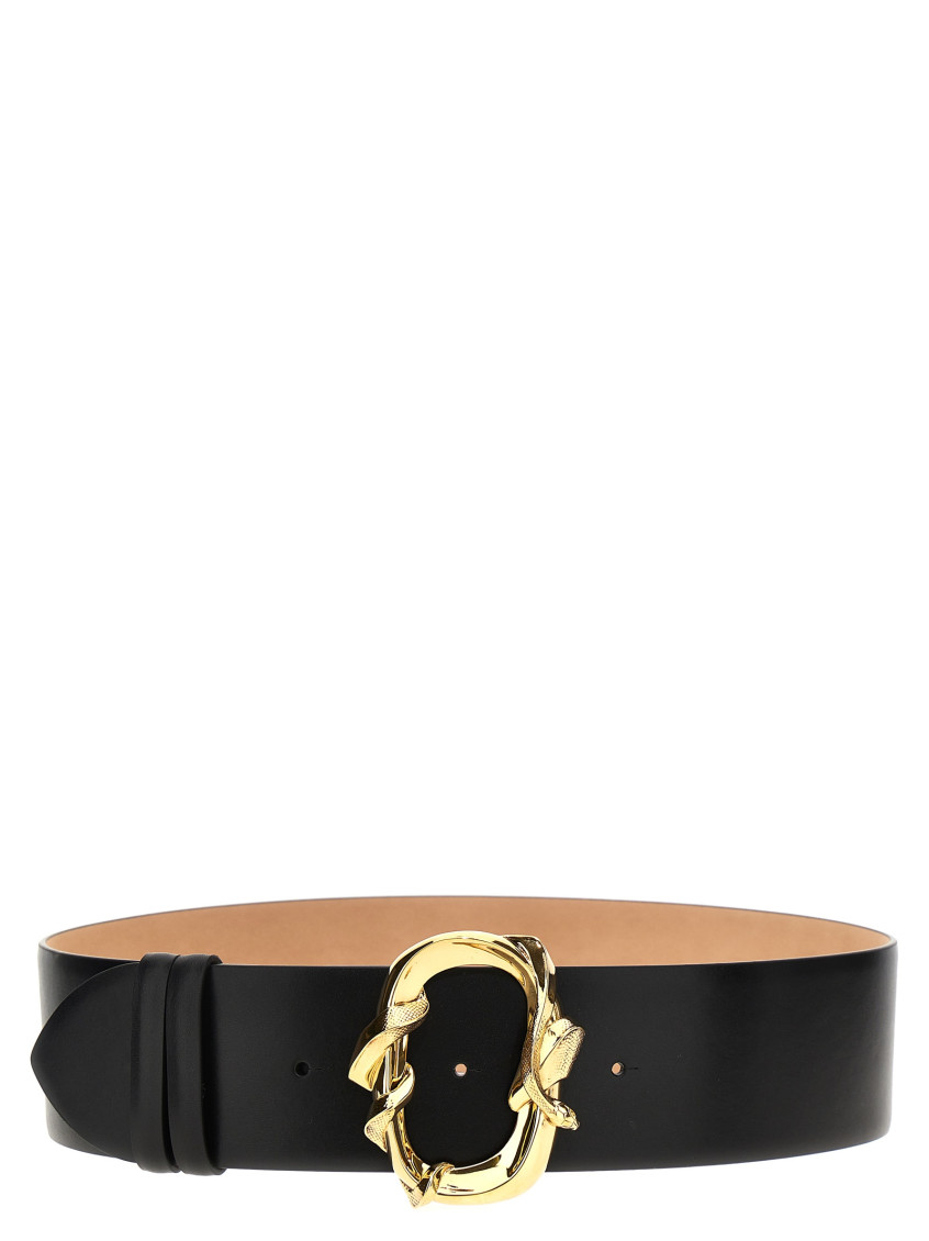 Alexander Mcqueen Snake-buckle Leather Belt In Black